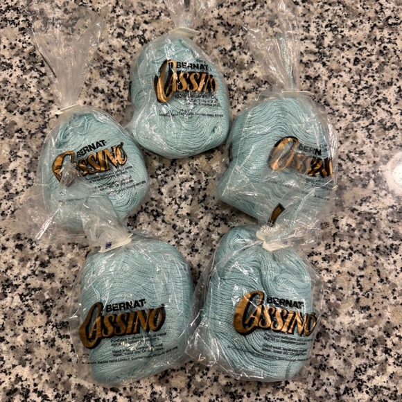 Bernat Other - Bernat Cassino Yarn 100% Mercerized Cotton Light Blue 5 Skeins